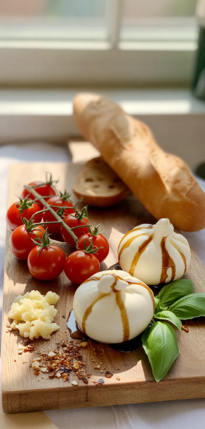 Ingredients photo for Easy Burrata Bread Appetizer With Roasted Tomatoes Recipe