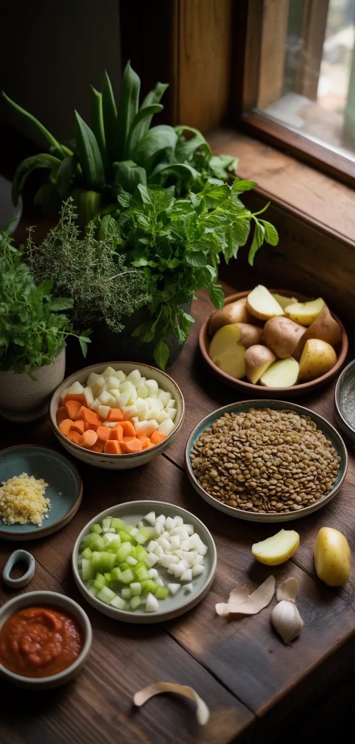 Ingredients photo for Lentil Kale Soup With Potato (Easy!) Recipe