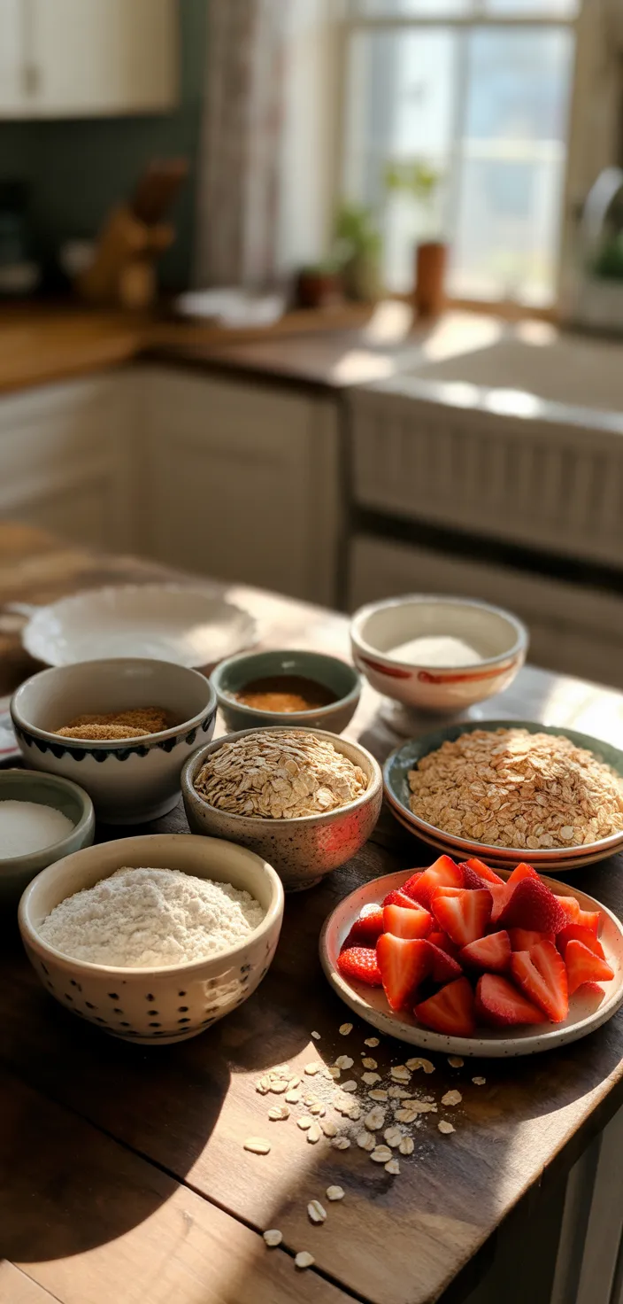 Ingredients photo for Strawberry Oatmeal Bars Recipe