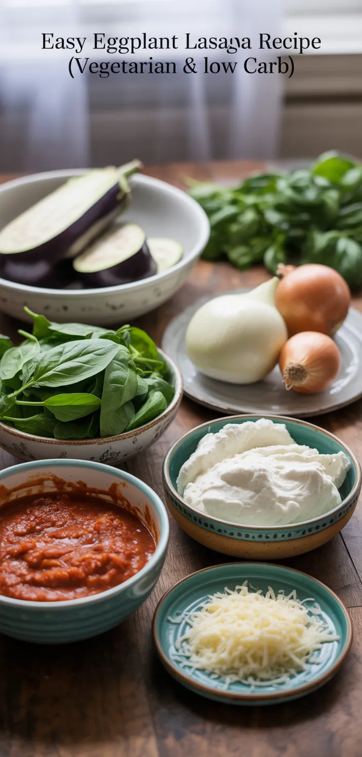 Ingredients photo for Easy Eggplant Lasagna Recipe (Vegetarian & Low Carb)