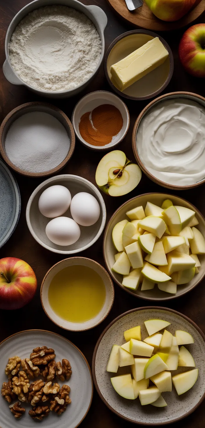 Ingredients photo for How To Make A Delicious Cinnamon Apple Cake Recipe