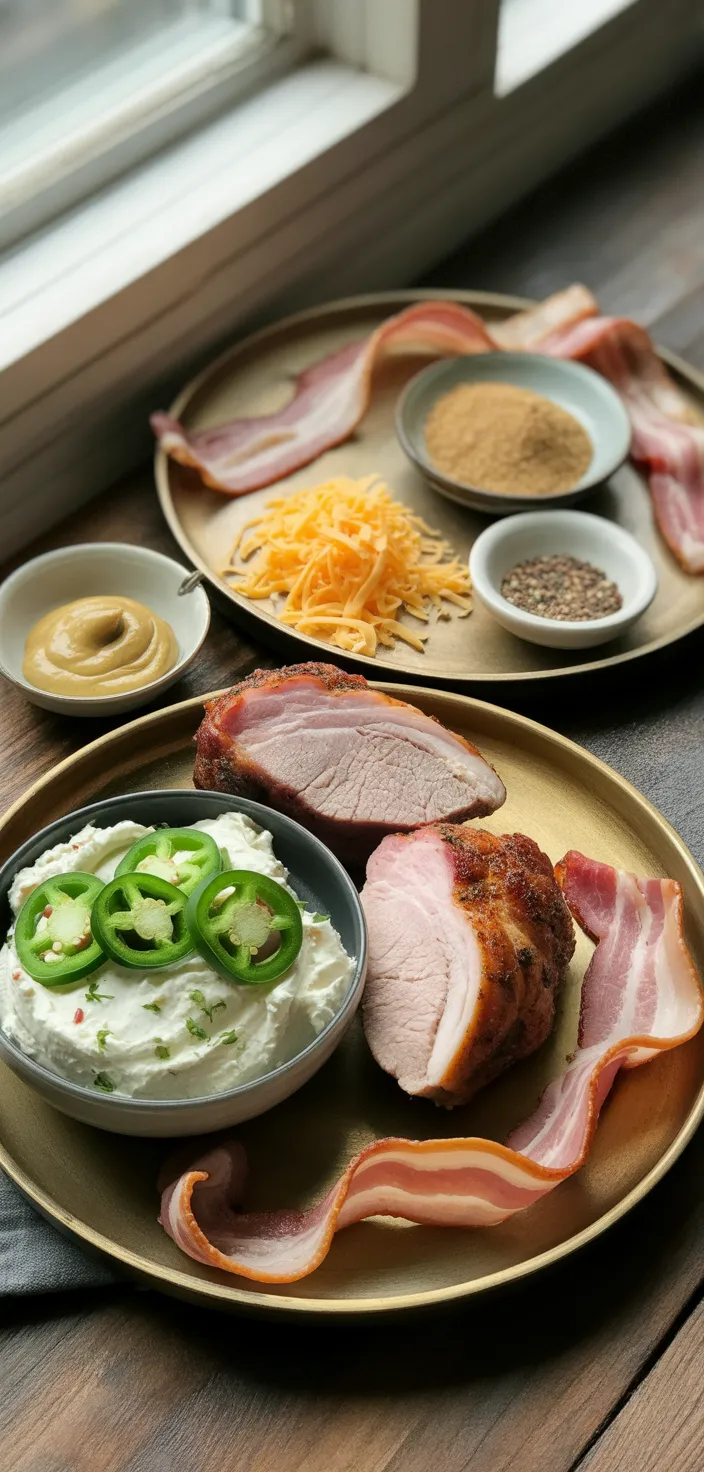 Ingredients photo for Jalapeño Popper Stuffed Smoked Pork Tenderloin Recipe