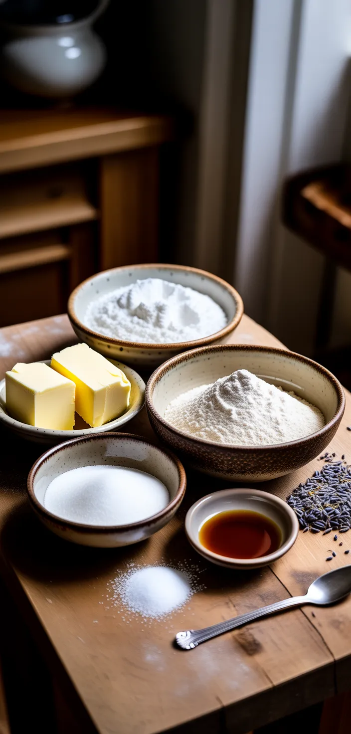Ingredients photo for Lavender Shortbread Cookies Recipe