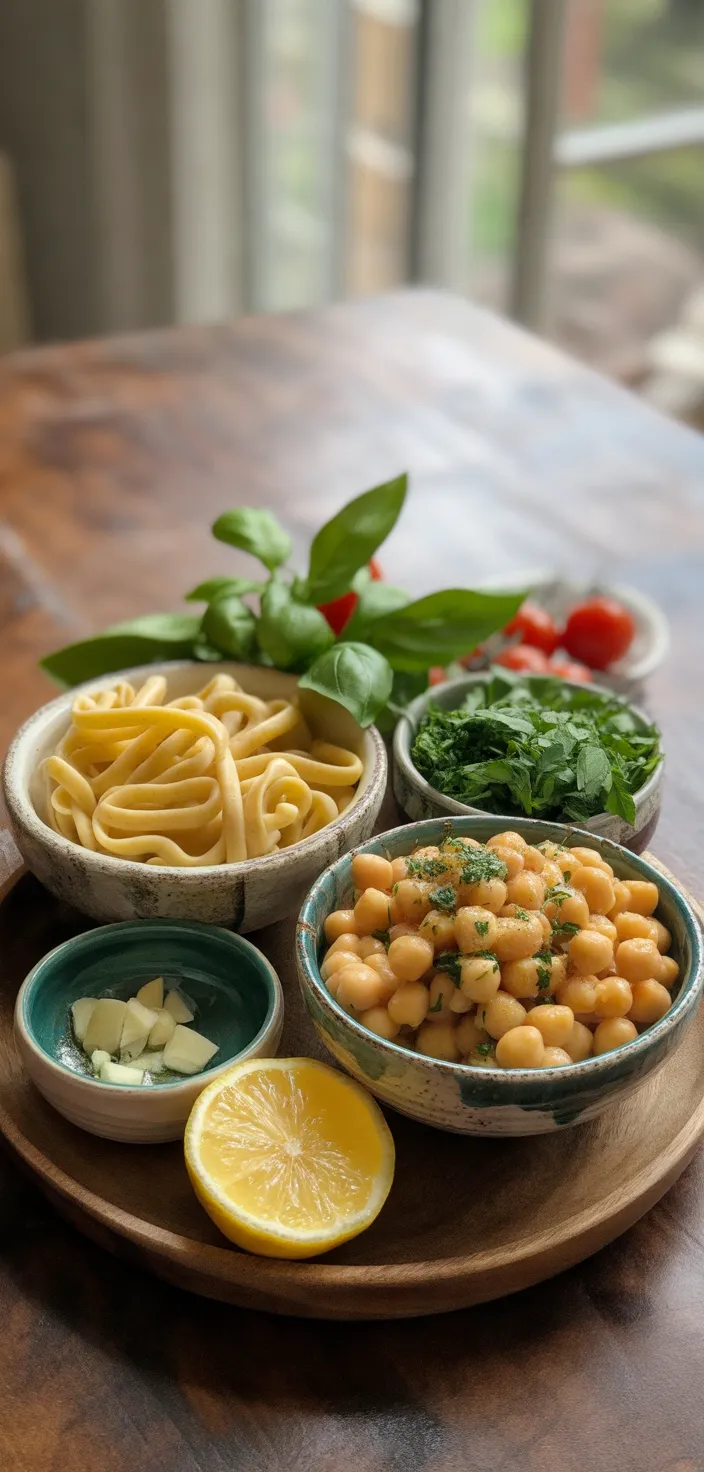 Ingredients photo for Chickpea Pasta With Garlic And Herbs Recipe