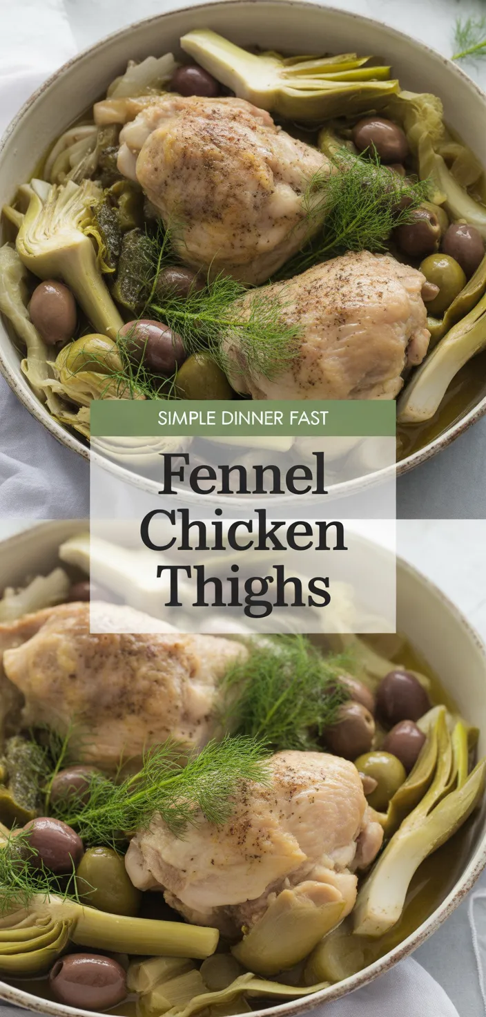 A photo of Braised Chicken Thighs With Fennel, Artichoke, And Olives Recipe