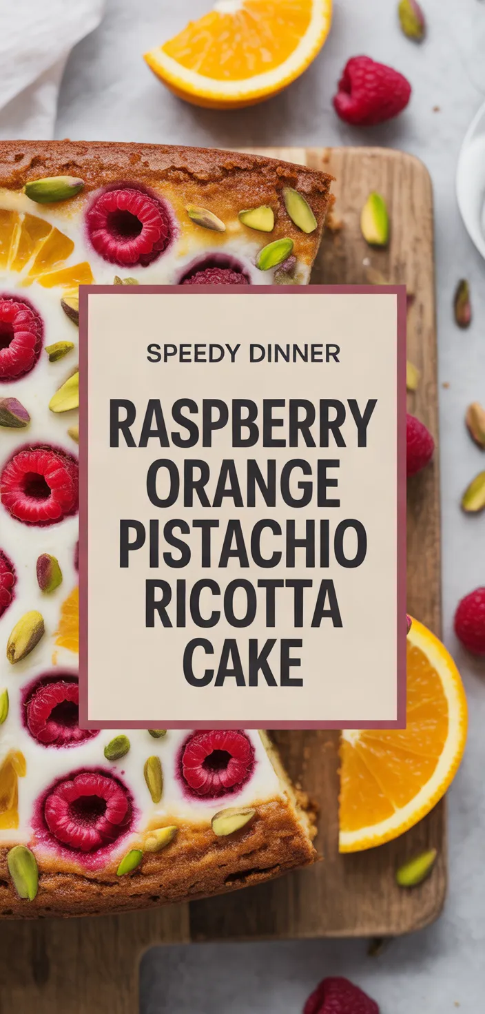 A photo of Raspberry Orange Pistachio Ricotta Cake Recipe