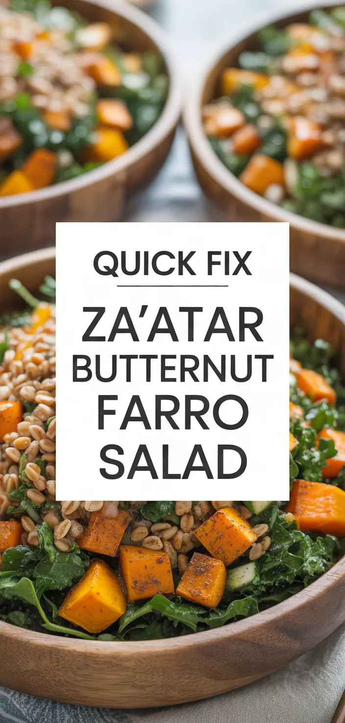 A photo of Roasted Butternut Squash Kale And Farro Salad With A Za’atar Dressing Recipe