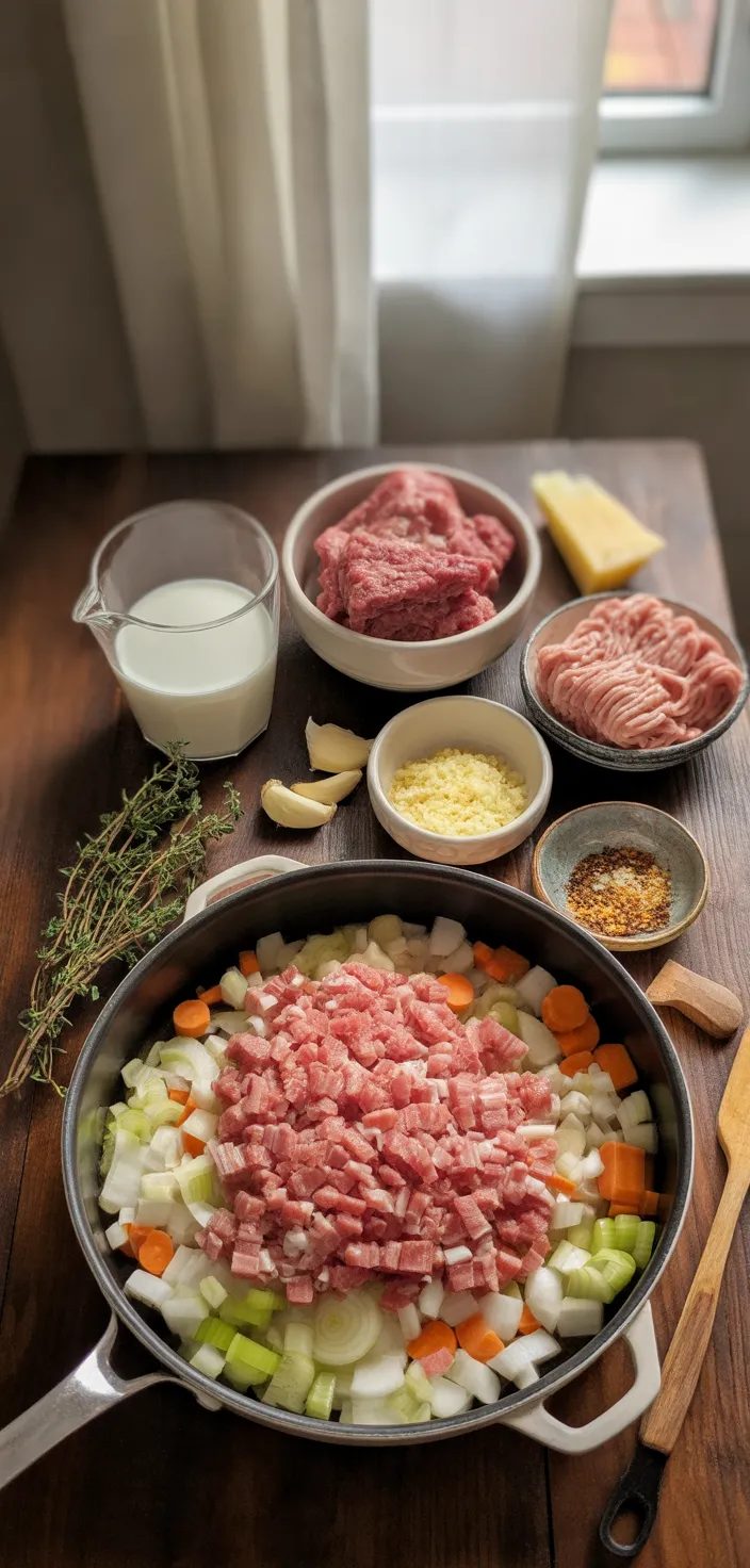 Ingredients photo for Easy Ragu Bianco (White Bolognese Sauce) Recipe