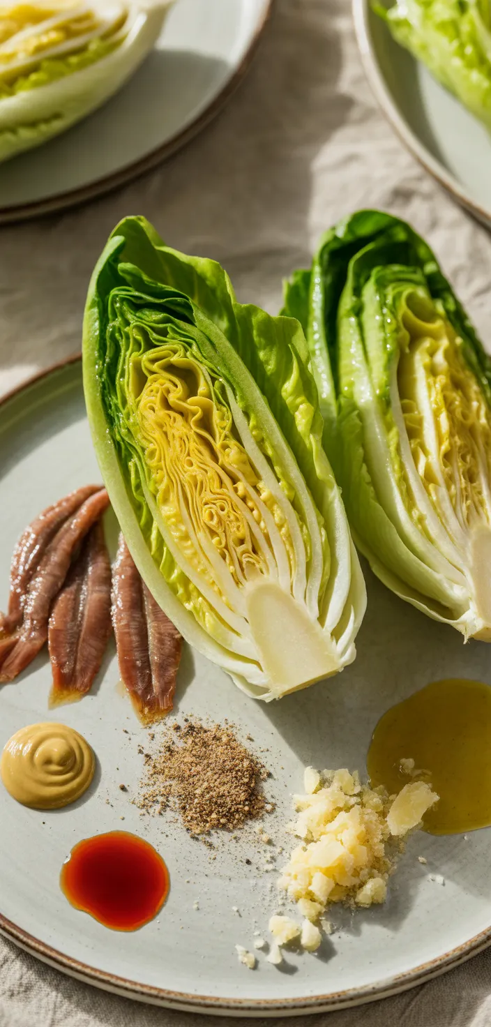 Ingredients photo for Grilled Romaine Salad With Anchovy Recipe