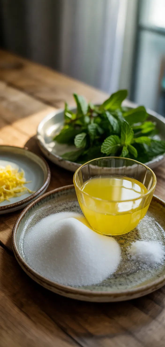 Ingredients photo for Lemon Mint Sorbet Recipe